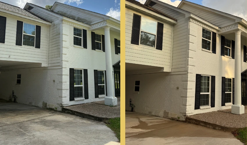 before and after of house soft washing